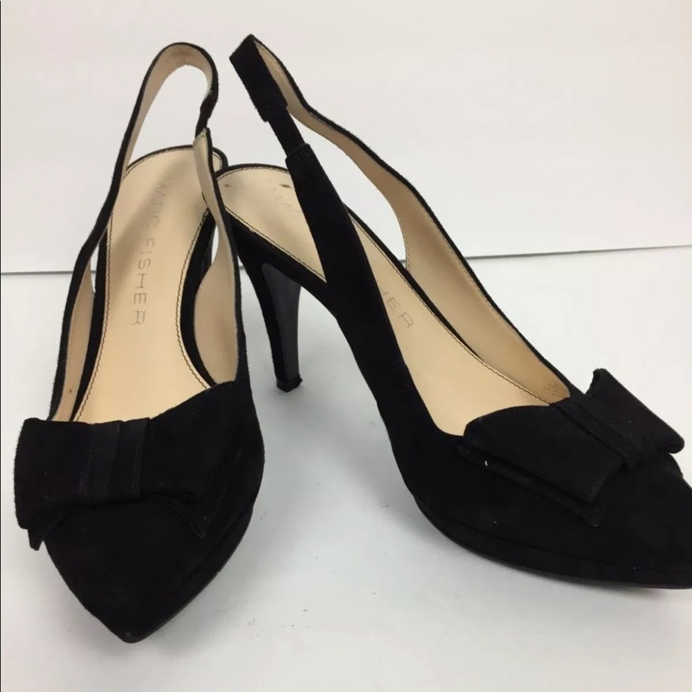 Marc Fisher Heels SZ 7.5M FRET Bow Slingback Black
